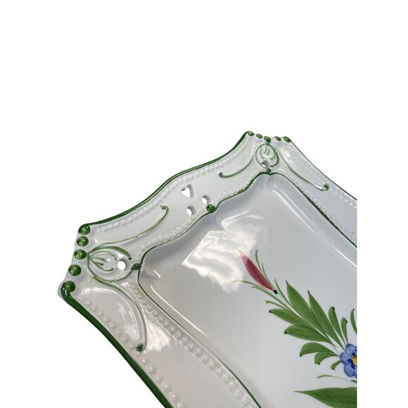 RCCL Portugal Hand-Painted Floral Heart Trinket Dish 15.5"x8" SKU 9323 - Picture 3 of 12